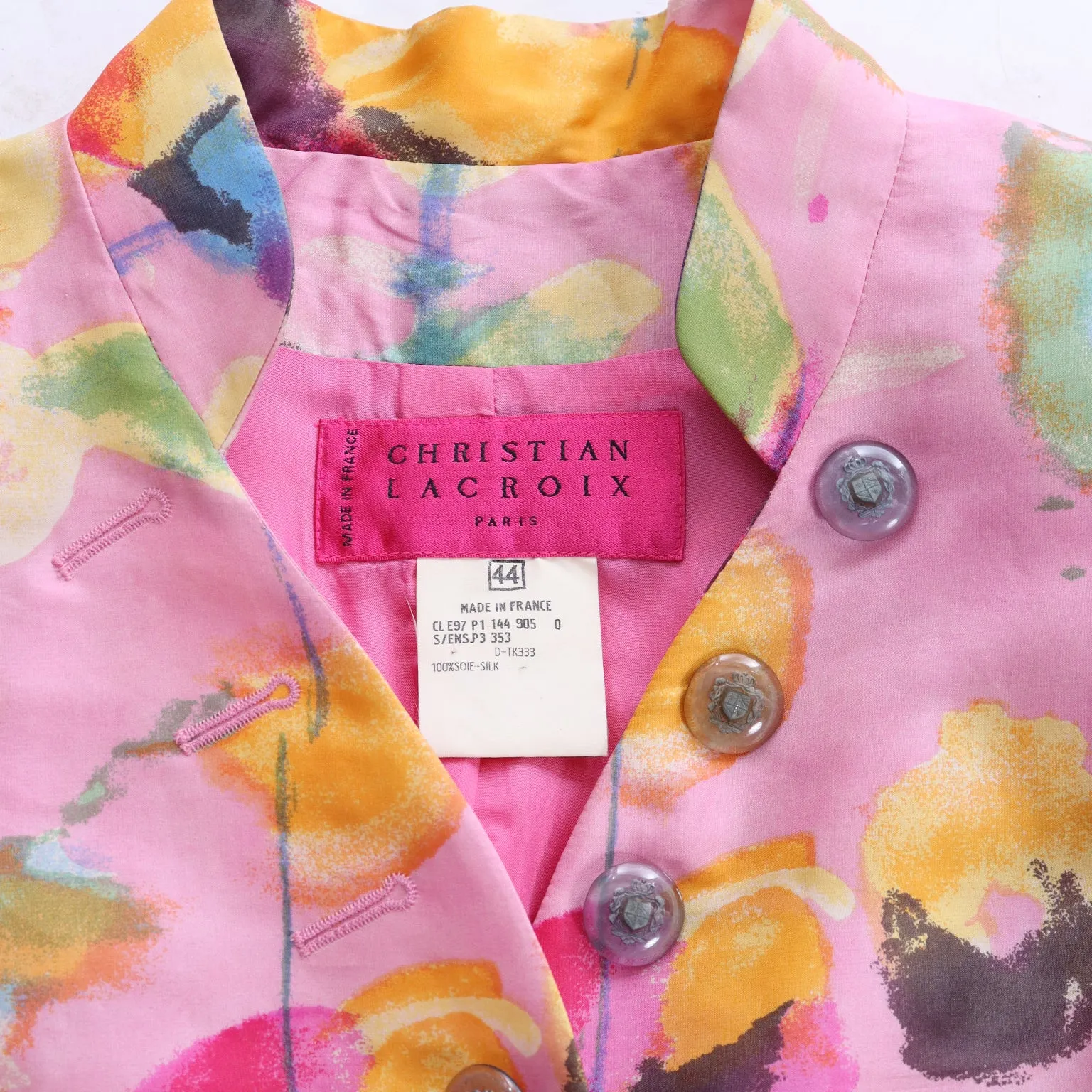 1997 Christian Lacroix Pink Abstract Print Jacket Runway Documented