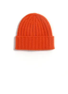 2x2 Rib Cashmere Cap | Orange