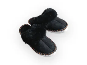 Adult Natural Sheepskin Mules - Black