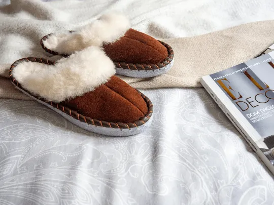 Adult Natural Sheepskin Mules - Brown