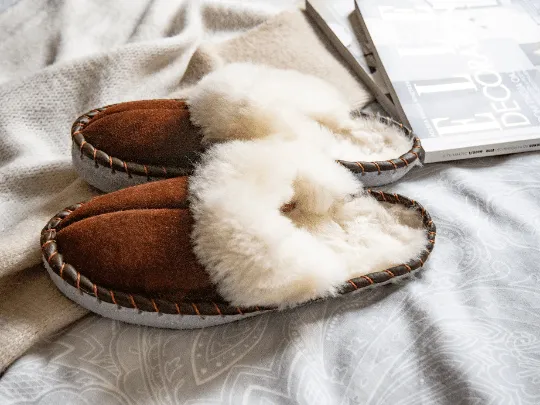 Adult Natural Sheepskin Mules - Brown