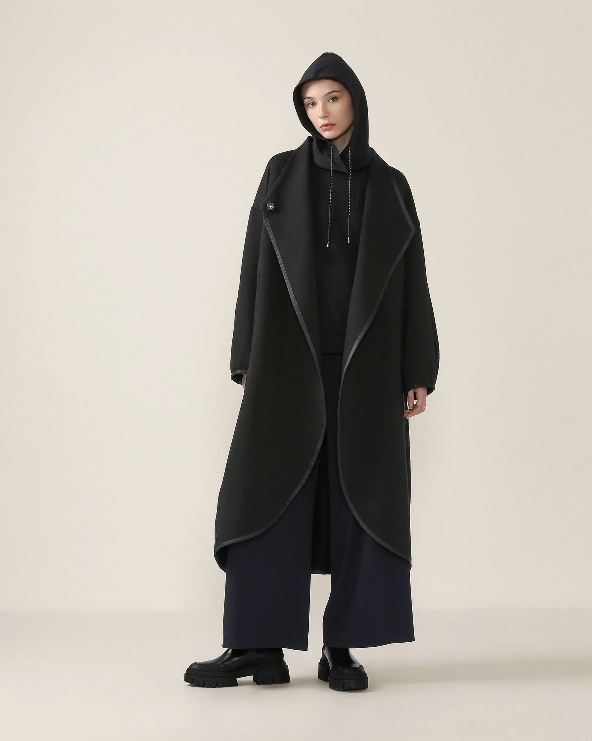 Air Compact Bi Pattern Long Coat