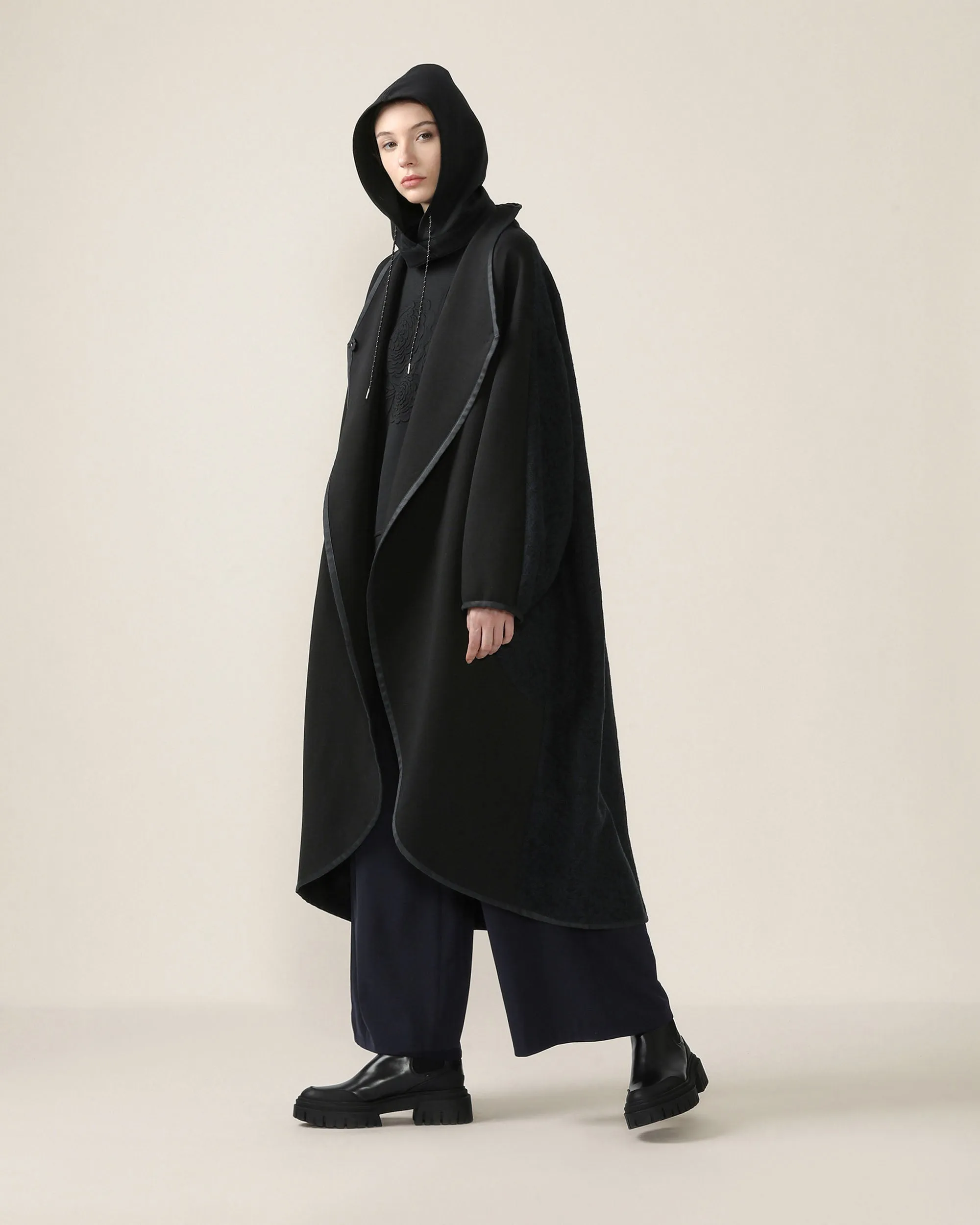 Air Compact Bi Pattern Long Coat