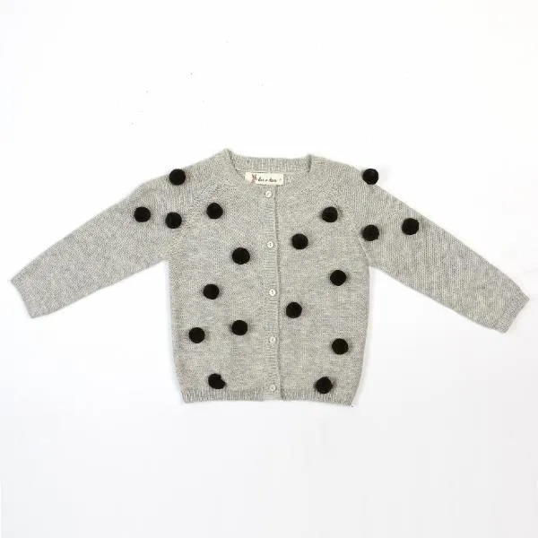 Allover Pom Poms Wooly Cardigan