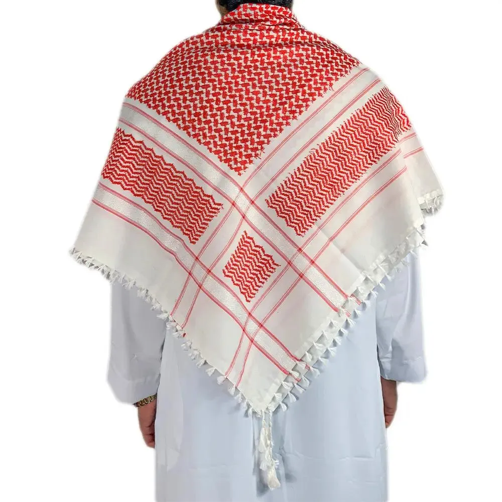 Arab 100% Soft Cotton Shemagh Red & White Scarf