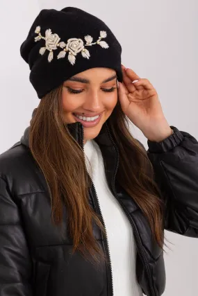 AT Flower Rhinestone Beanie Hat