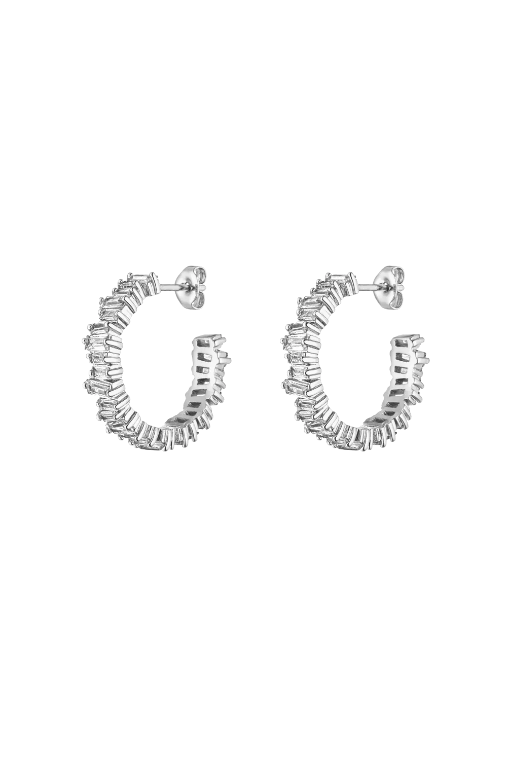 Baguette Hoops Silver