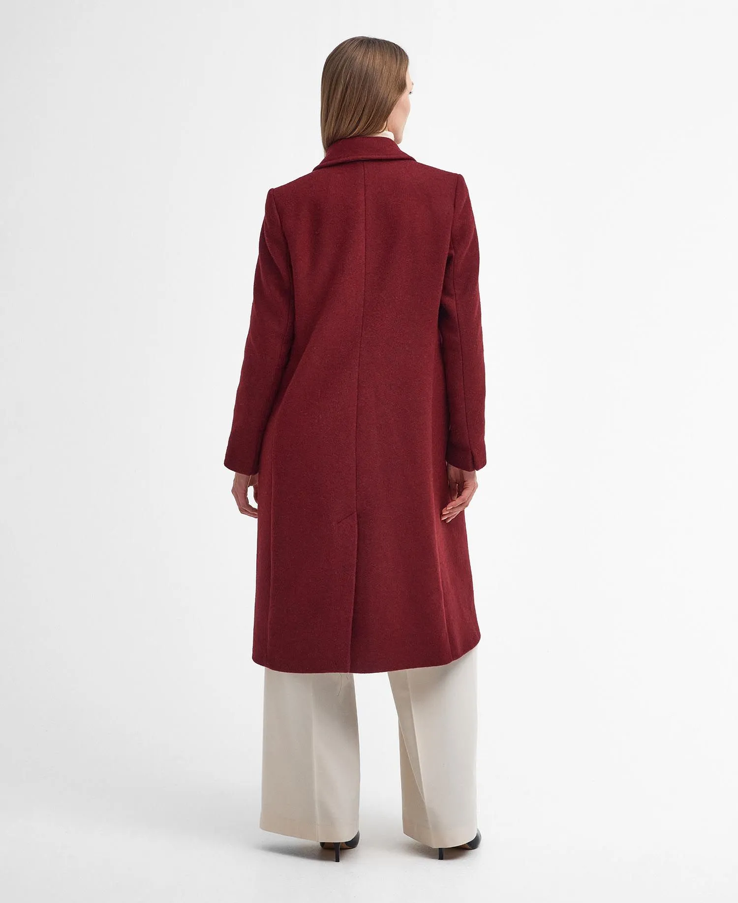 Barbour Marylin Tailored Wool Coat in Burgundy