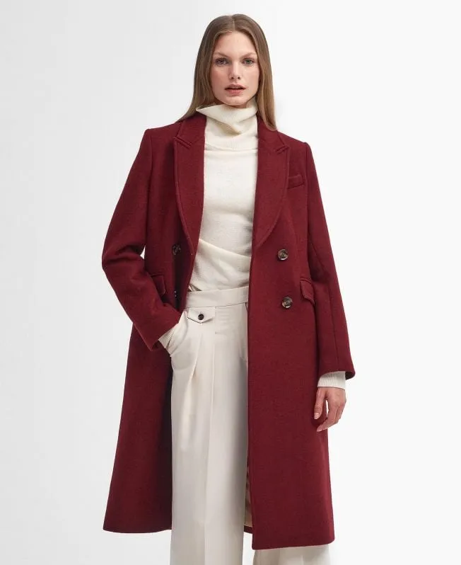 Barbour Marylin Tailored Wool Coat in Burgundy