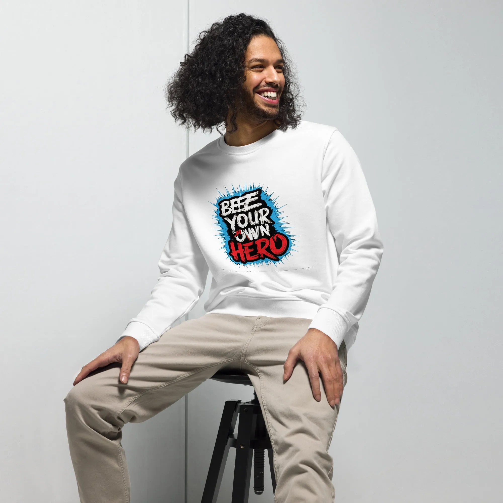 Bee Your Own Hero Typography Graphic Men Organic Sweatshirt