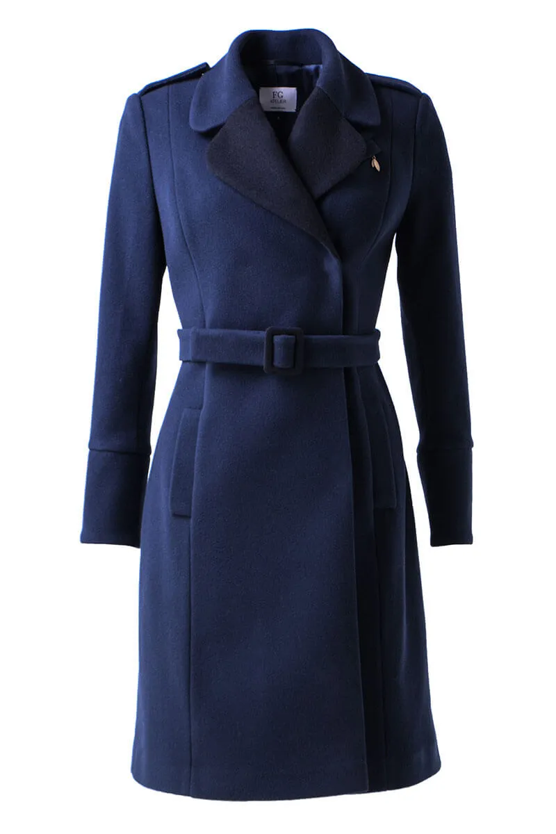 Belted blue wool coat