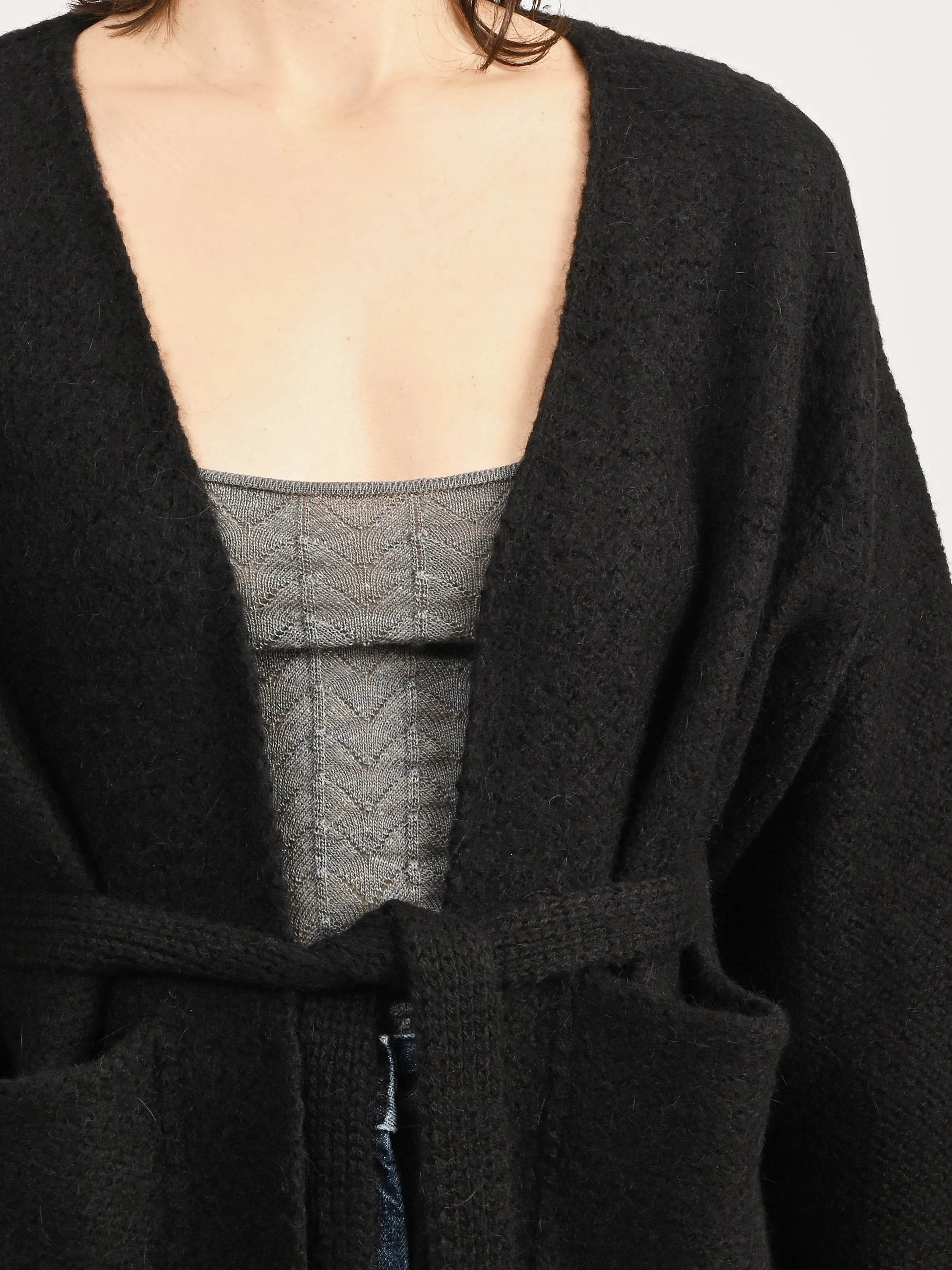 Black Felted Sweater Coat