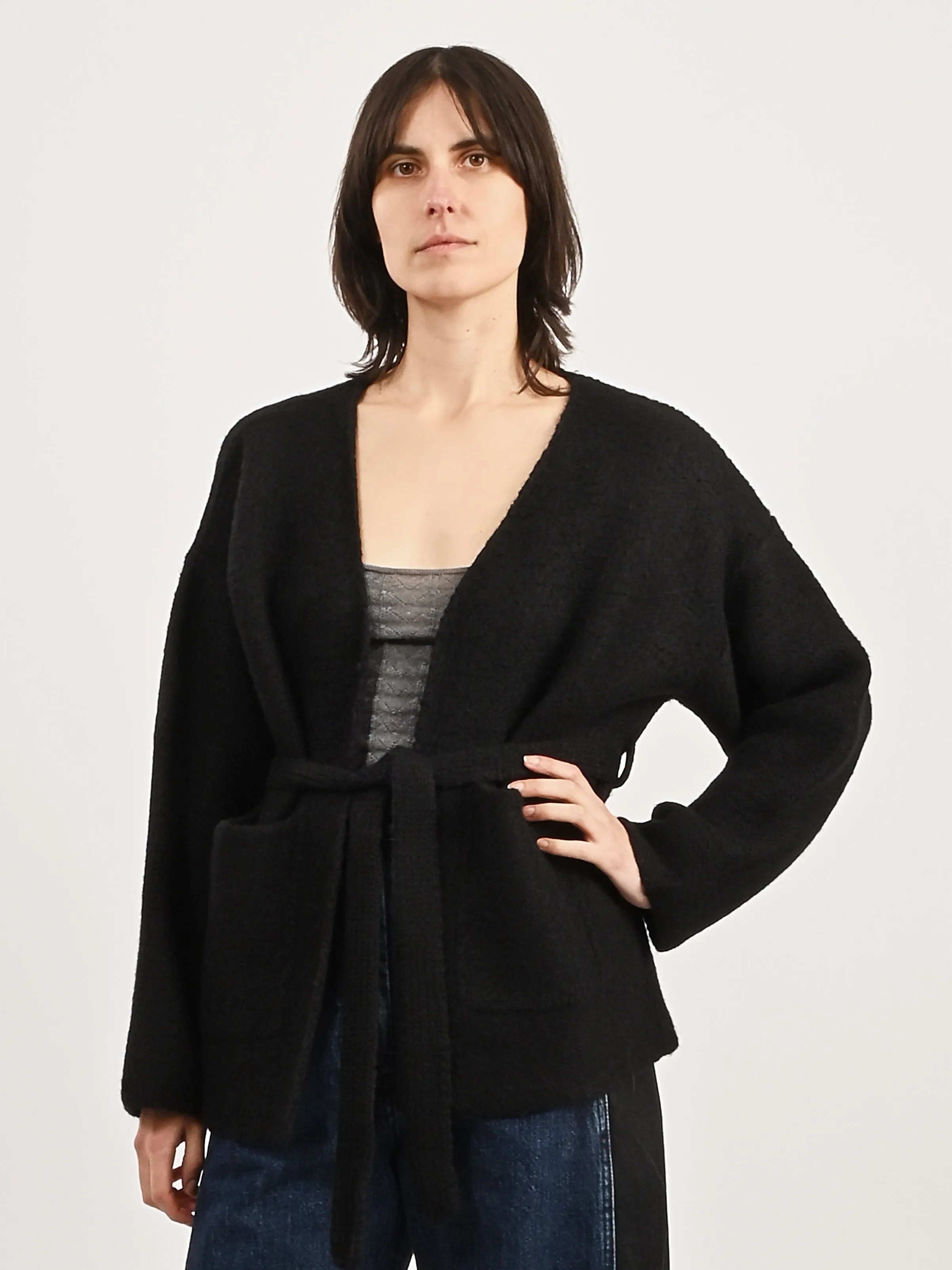 Black Felted Sweater Coat