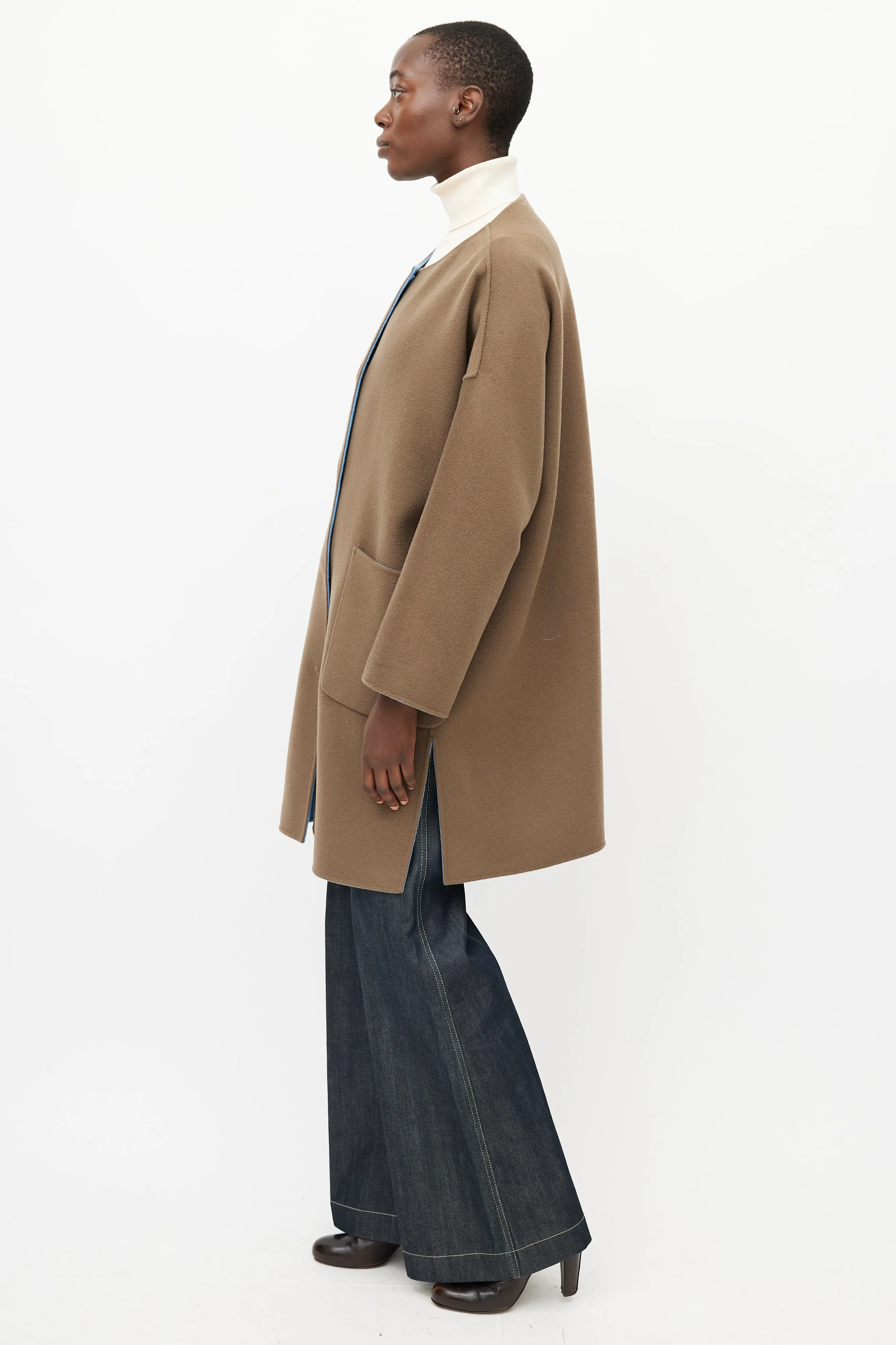 Blue & Brown Reversible Wool Coat