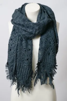 Boho Knitted Scarf, Teal