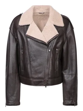 Brown Aviator Shearling Jacket