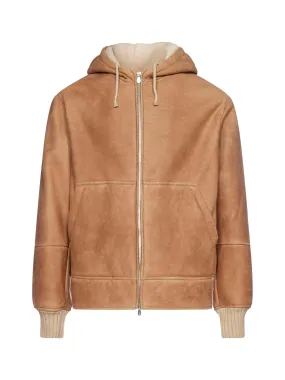 Brunello Cucinelli Hooded Shearling Leather Jacket