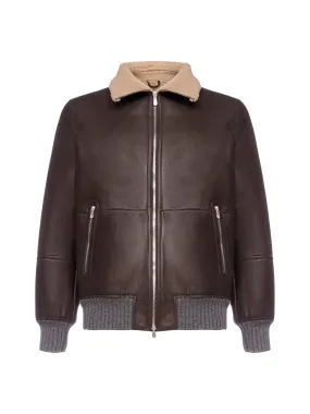 Brunello Cucinelli Shearling-Trimmed Leather Jacket