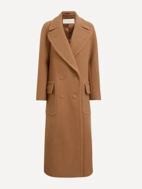 Camel double-breasted wool coat