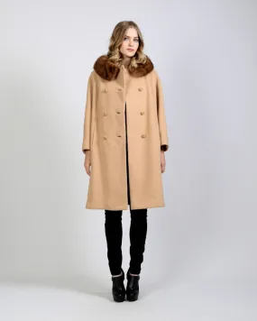 Camel Wool   Mink Fur Coat