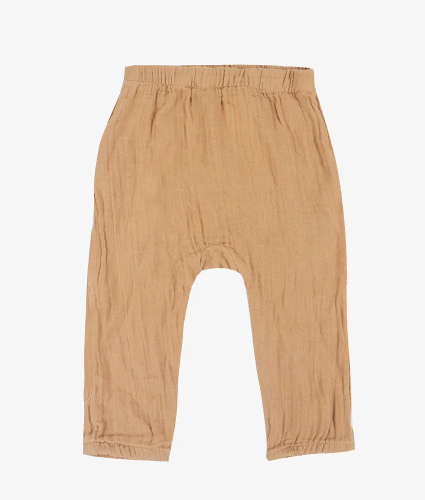 Casual Basic Plain Kids Bloomers Pants - Brown