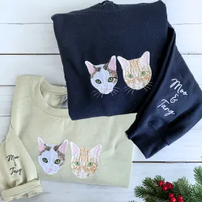 Cat Lover Twin Pack: Embroidered Crewneck Sweatshirt & Hoodie