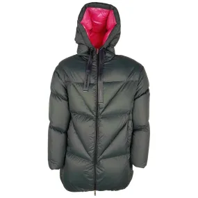 Centogrammi Elegant Fuchsia-Lined Grey Down Duvet Jacket