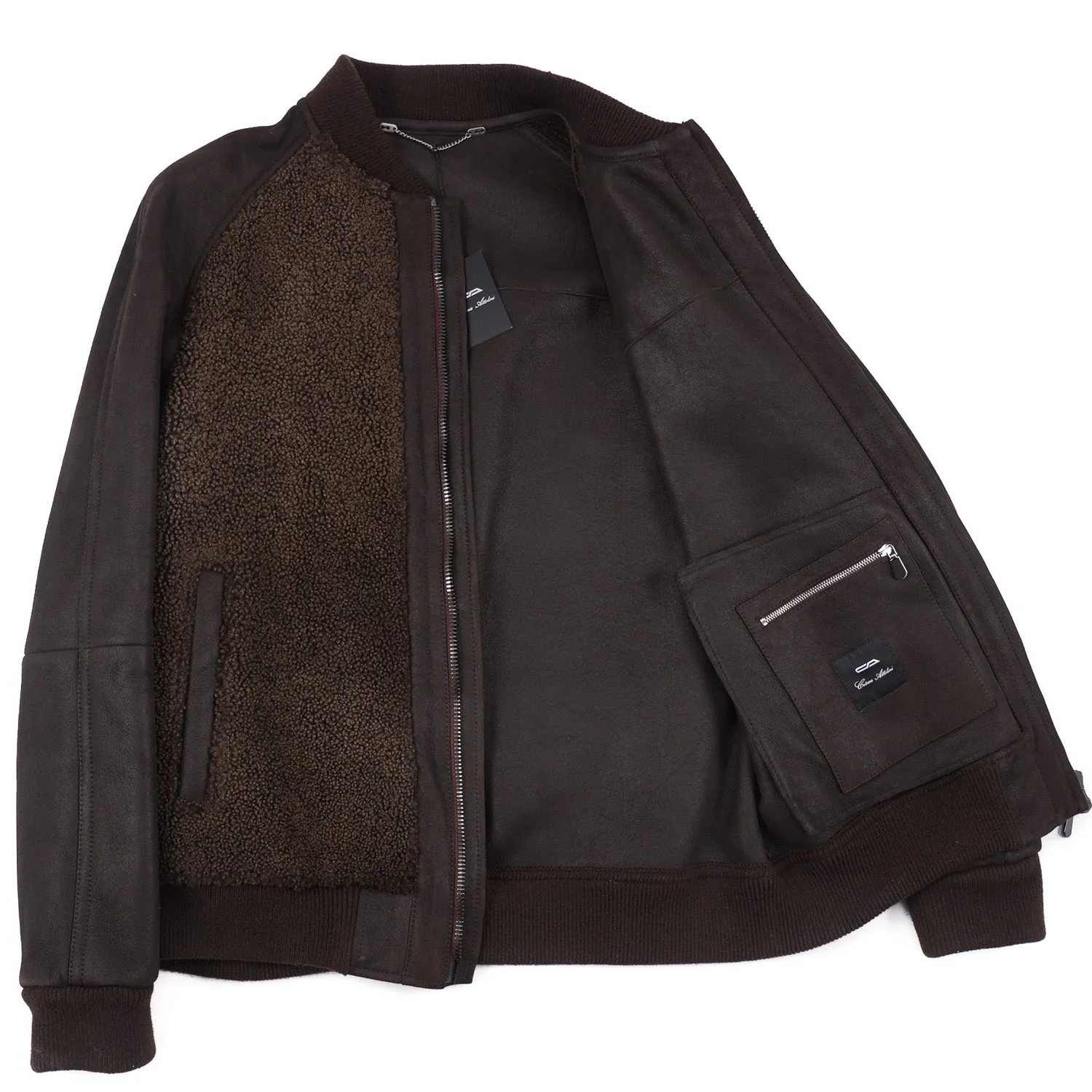 Cesare Attolini Shearling Leather Bomber Jacket