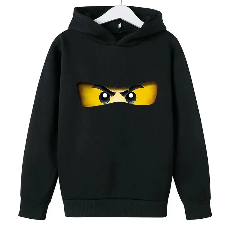 Children's Hoodie Boy Girls' Coat Long Sleeve Ninja Cosplay Sweatshirt Black Leisure Clothing Child Age 3-12 Toddler Black Top