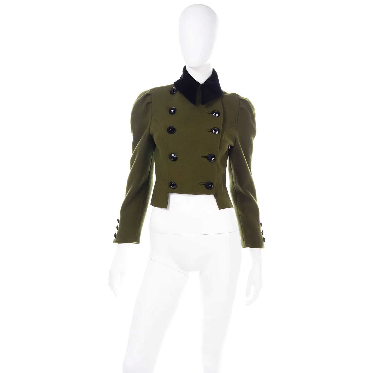 Christian Lacroix Green Wool Edwardian Inspired 1980s Jacket