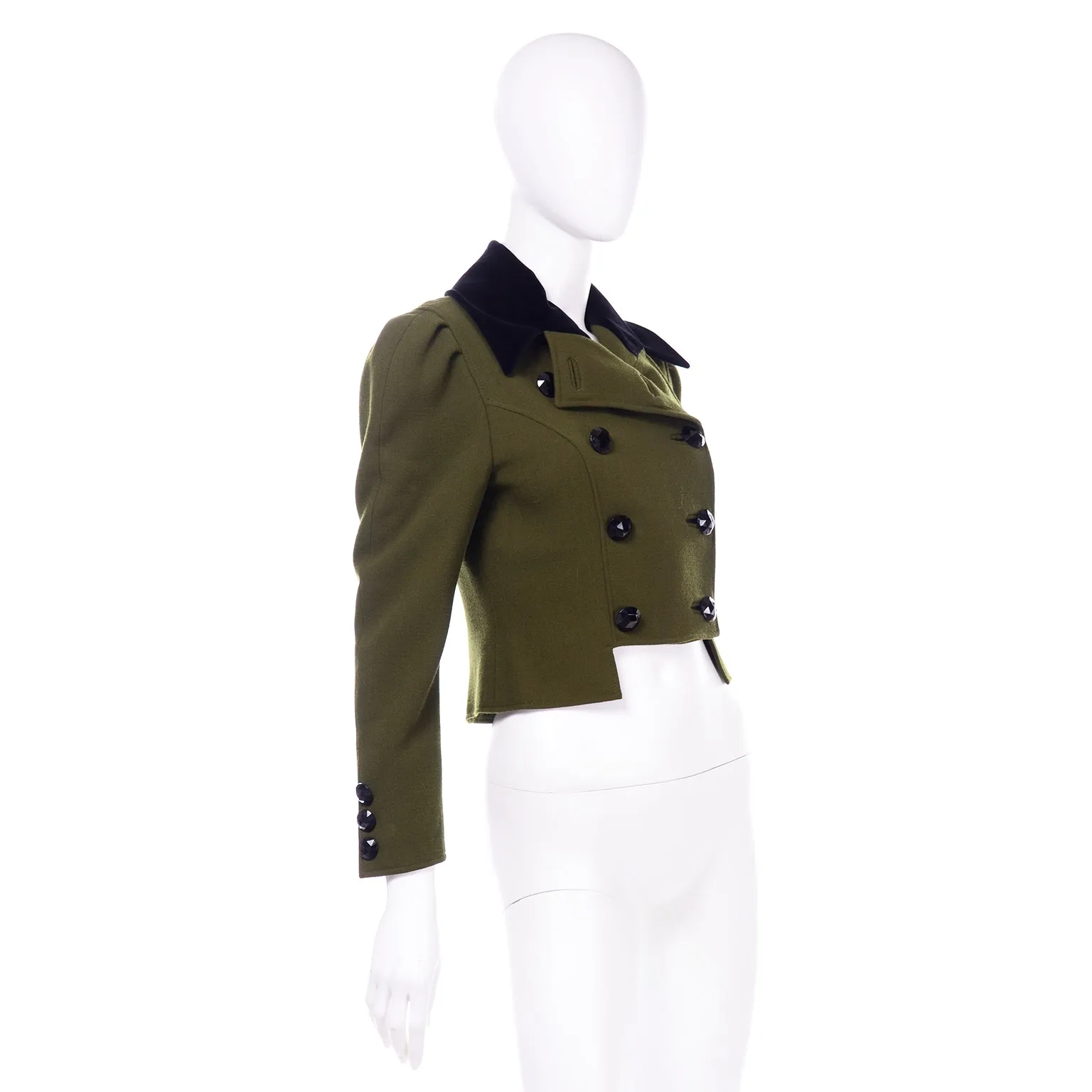 Christian Lacroix Green Wool Edwardian Inspired 1980s Jacket