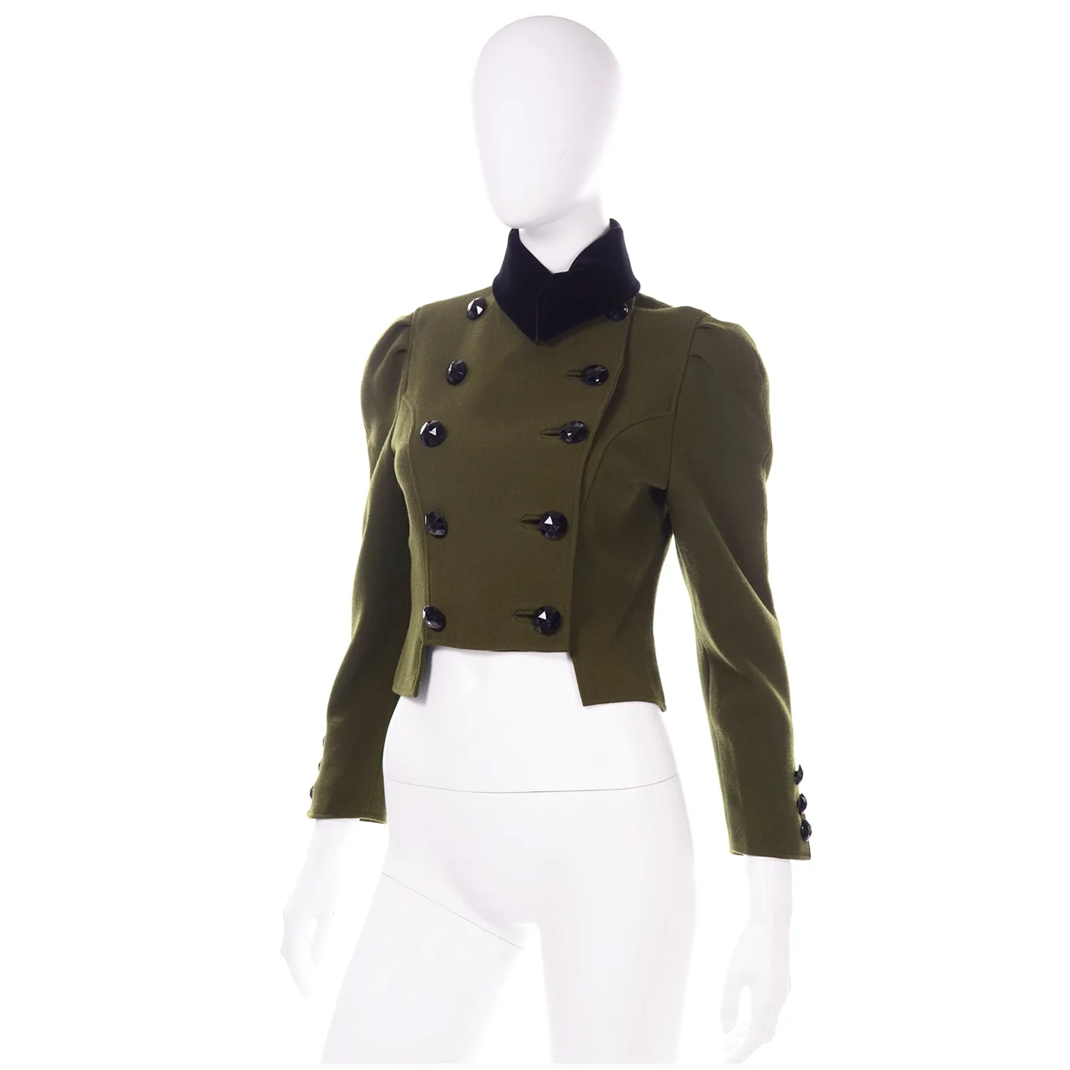 Christian Lacroix Green Wool Edwardian Inspired 1980s Jacket