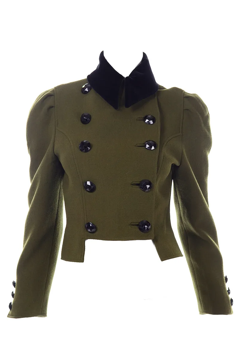 Christian Lacroix Green Wool Edwardian Inspired 1980s Jacket