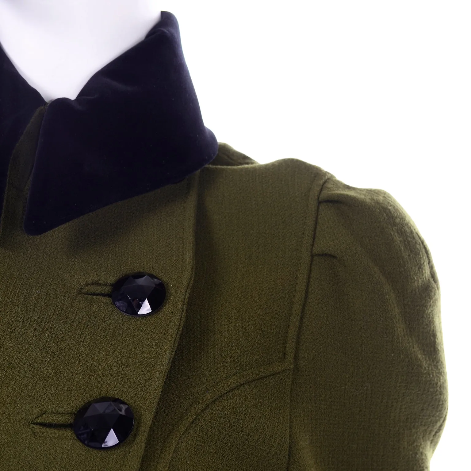 Christian Lacroix Green Wool Edwardian Inspired 1980s Jacket