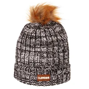 Clemson Tigers Zephyr WOMEN'S "Gracie" Faux Fur Poofball Thick Knit Beanie Cap