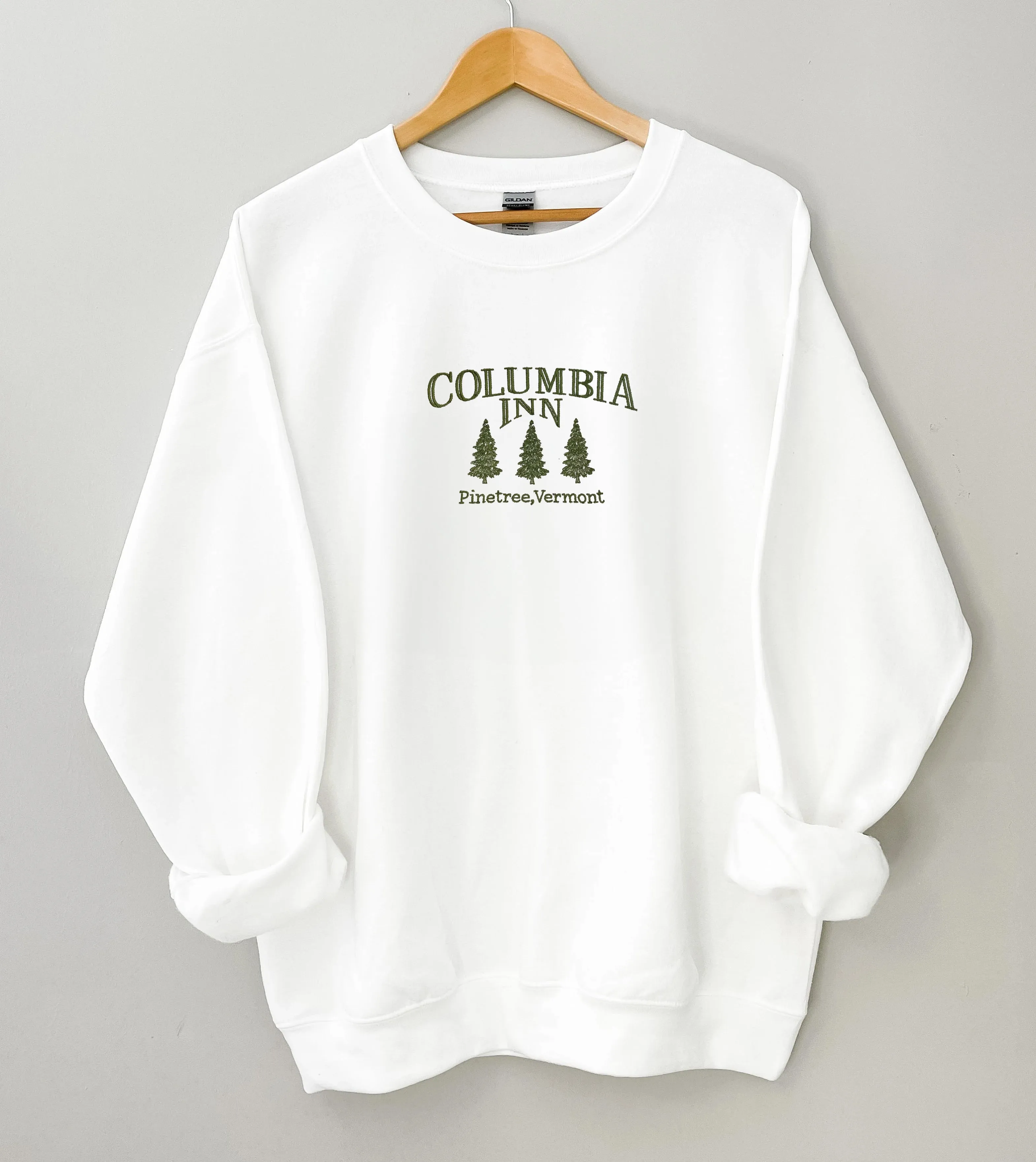 Columbia Inn Pine Tree Vermont Sweatshirt, Embroidered Christmas Movie Gifts for Men Women