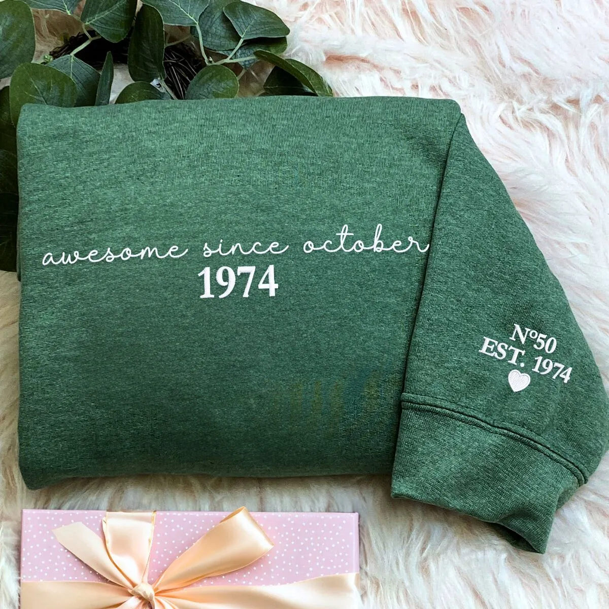 Custom Embroidered Birthday Sweatshirt or Hoodies, Personalized Month Year Birthday Gift