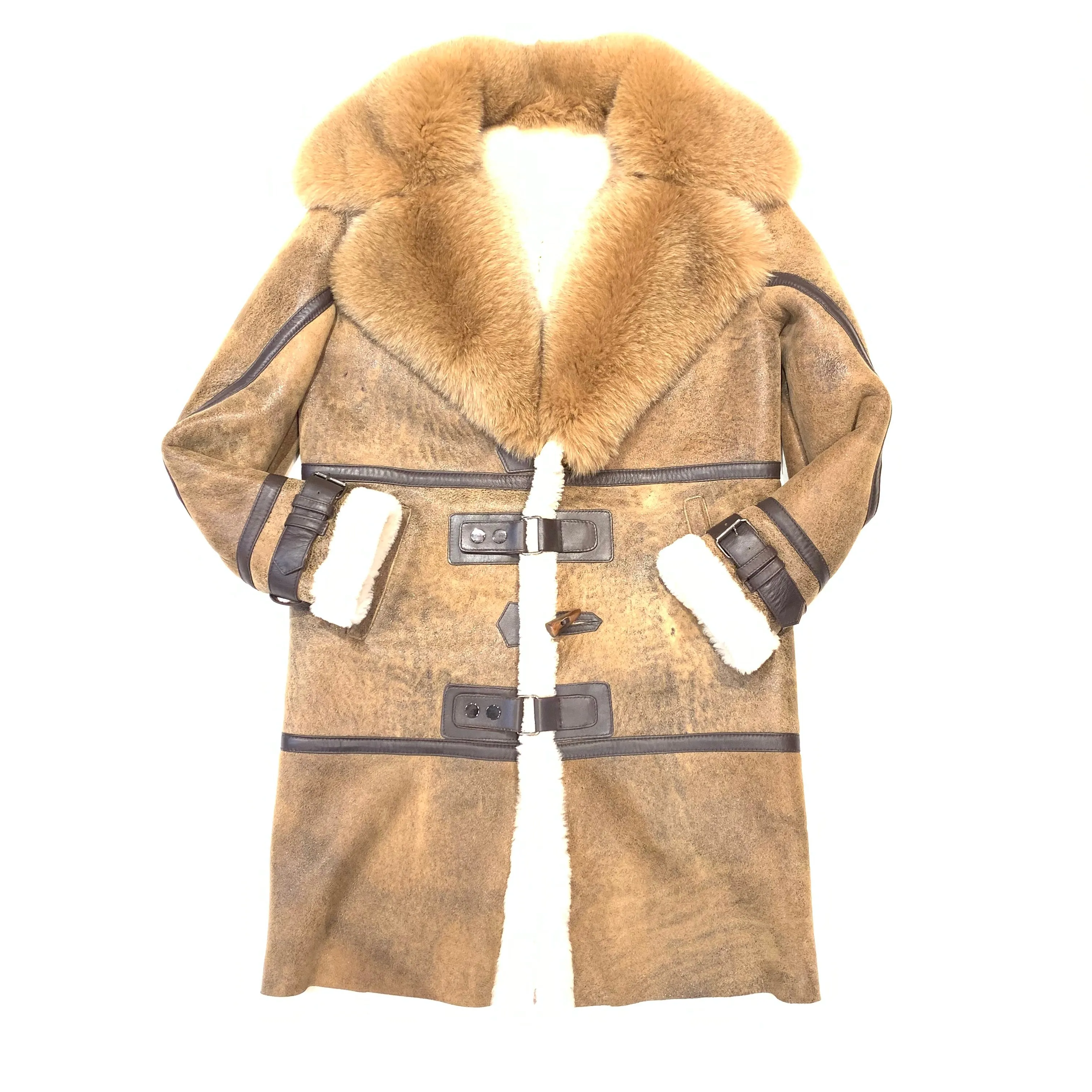 Daniels Leather Whiskey Fox 3/4 Shearling Jacket