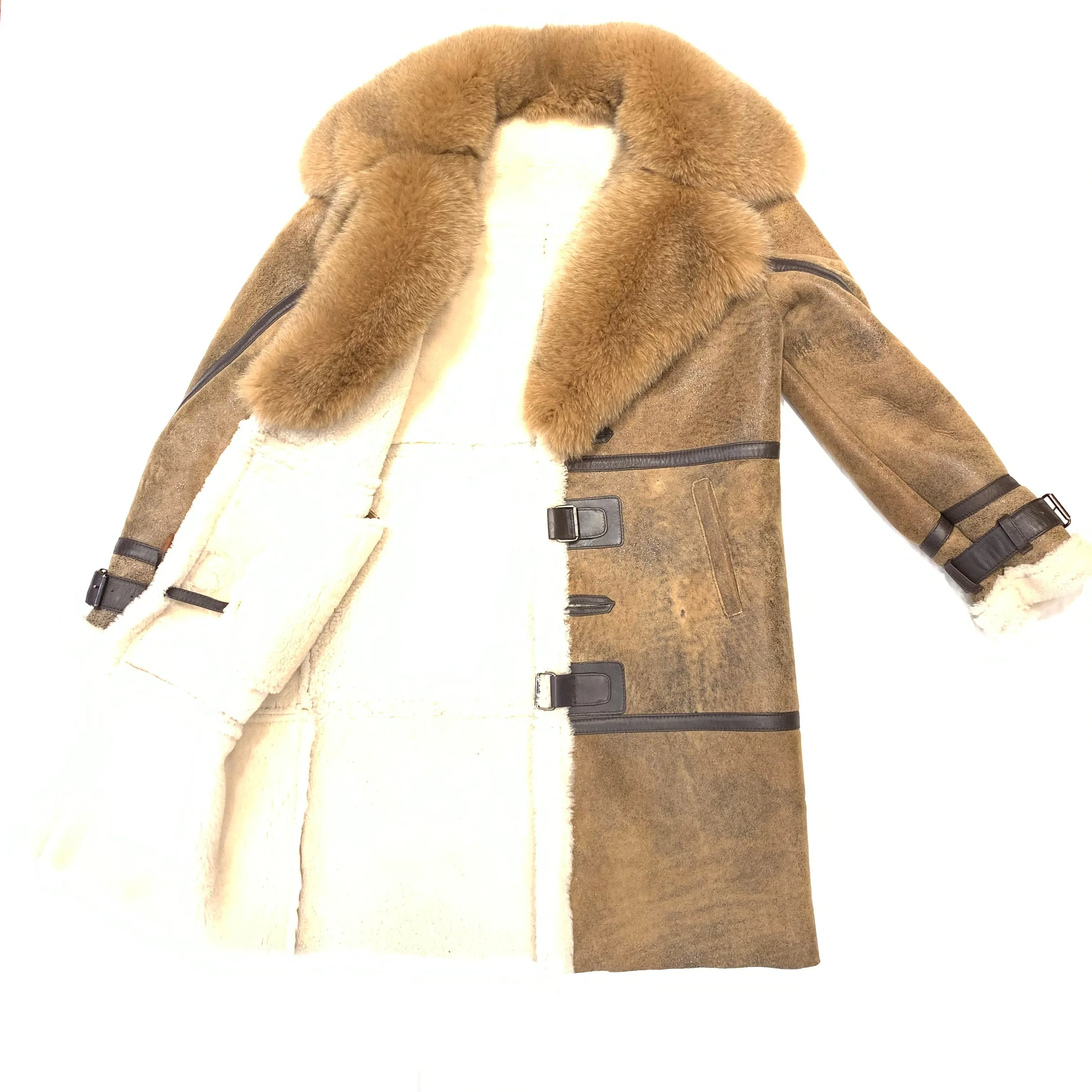 Daniels Leather Whiskey Fox 3/4 Shearling Jacket