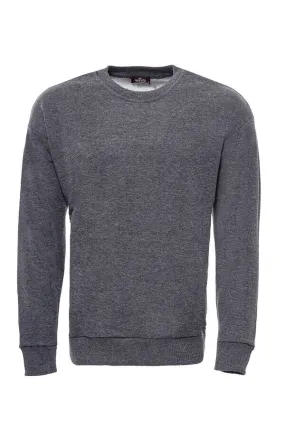 Dark Grey Plain Circle Neck Sweatshirt - Wessi