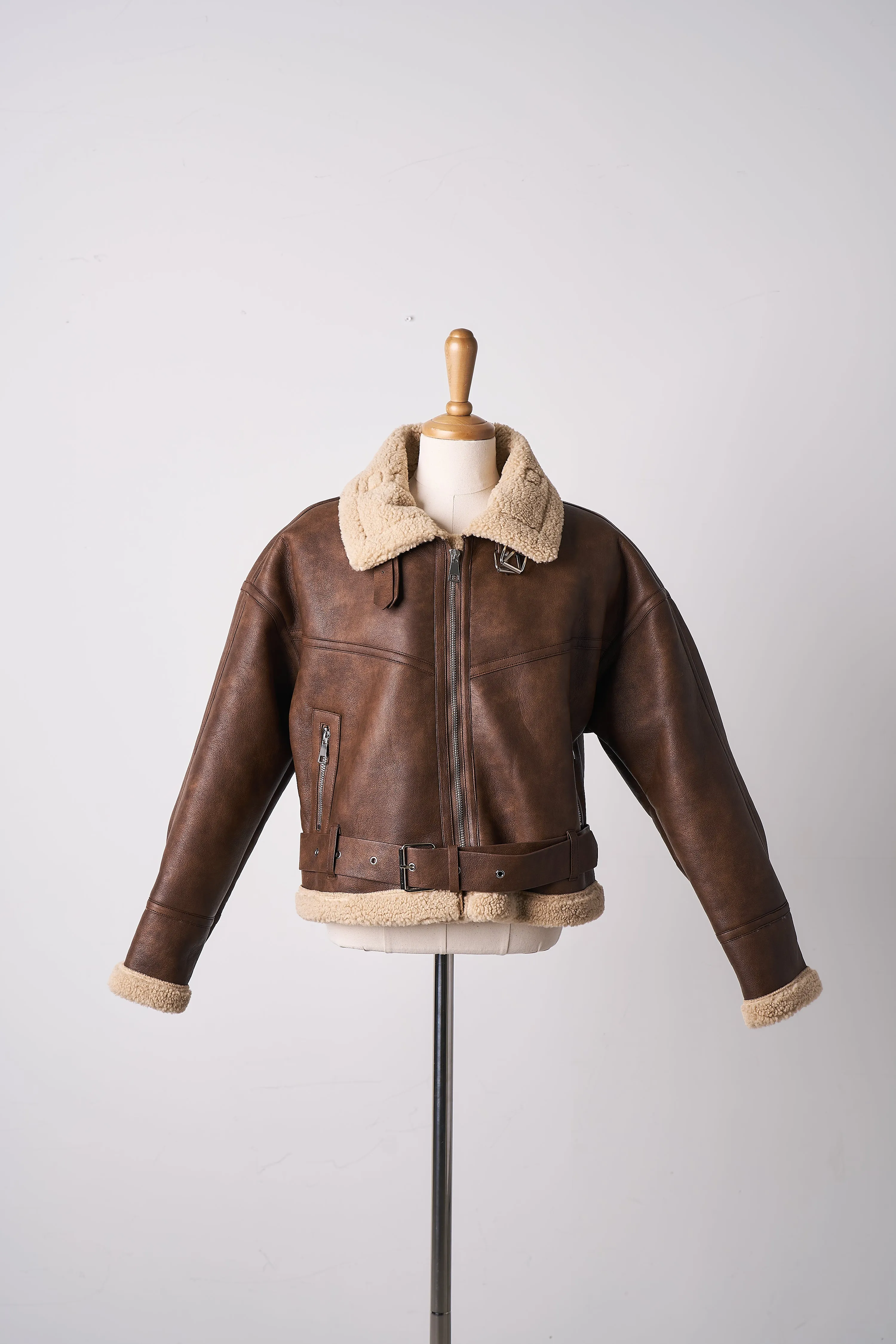 Dilla Faux Shearling Aviator Jacket