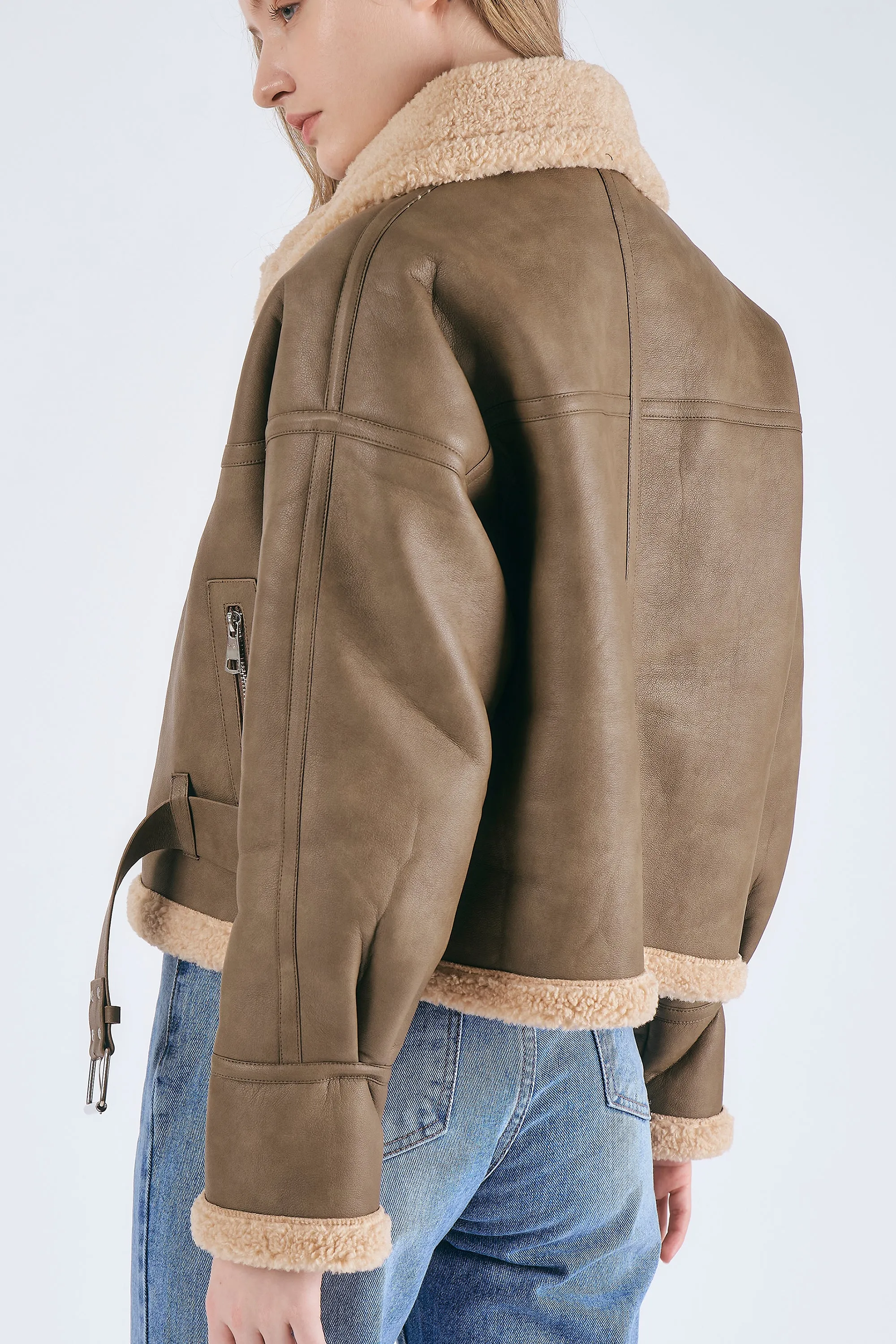 Dilla Faux Shearling Aviator Jacket