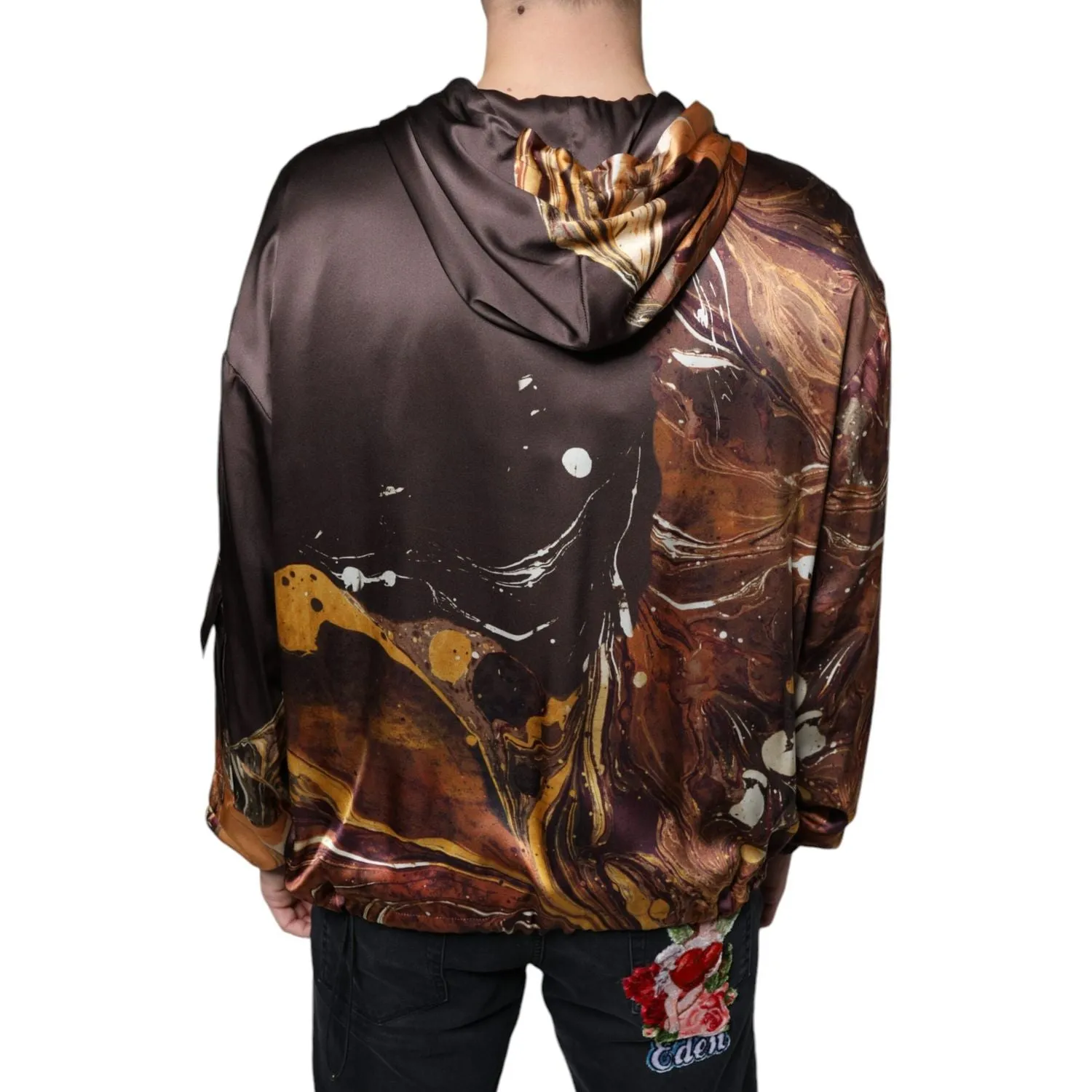 Dolce & Gabbana Brown Tie Dye Hooded Sweatshirt Sweater