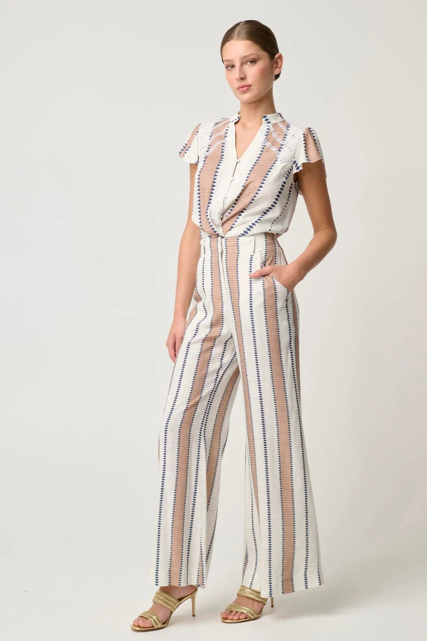 Dynasty Wide Leg Pant | Cayman Stripe