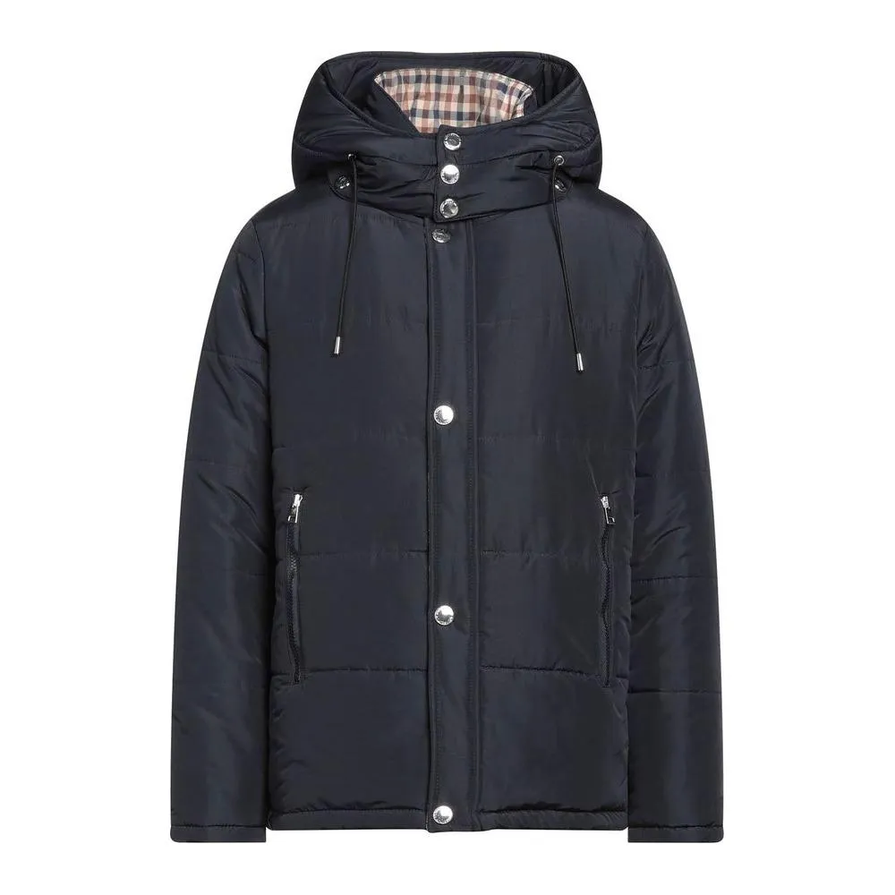 Elegant Blue Aquascutum Jacket with Removable Hood