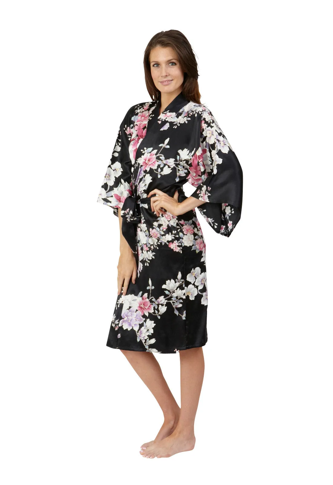 Elegant Orchids Short Silk Happi Coat Kimono