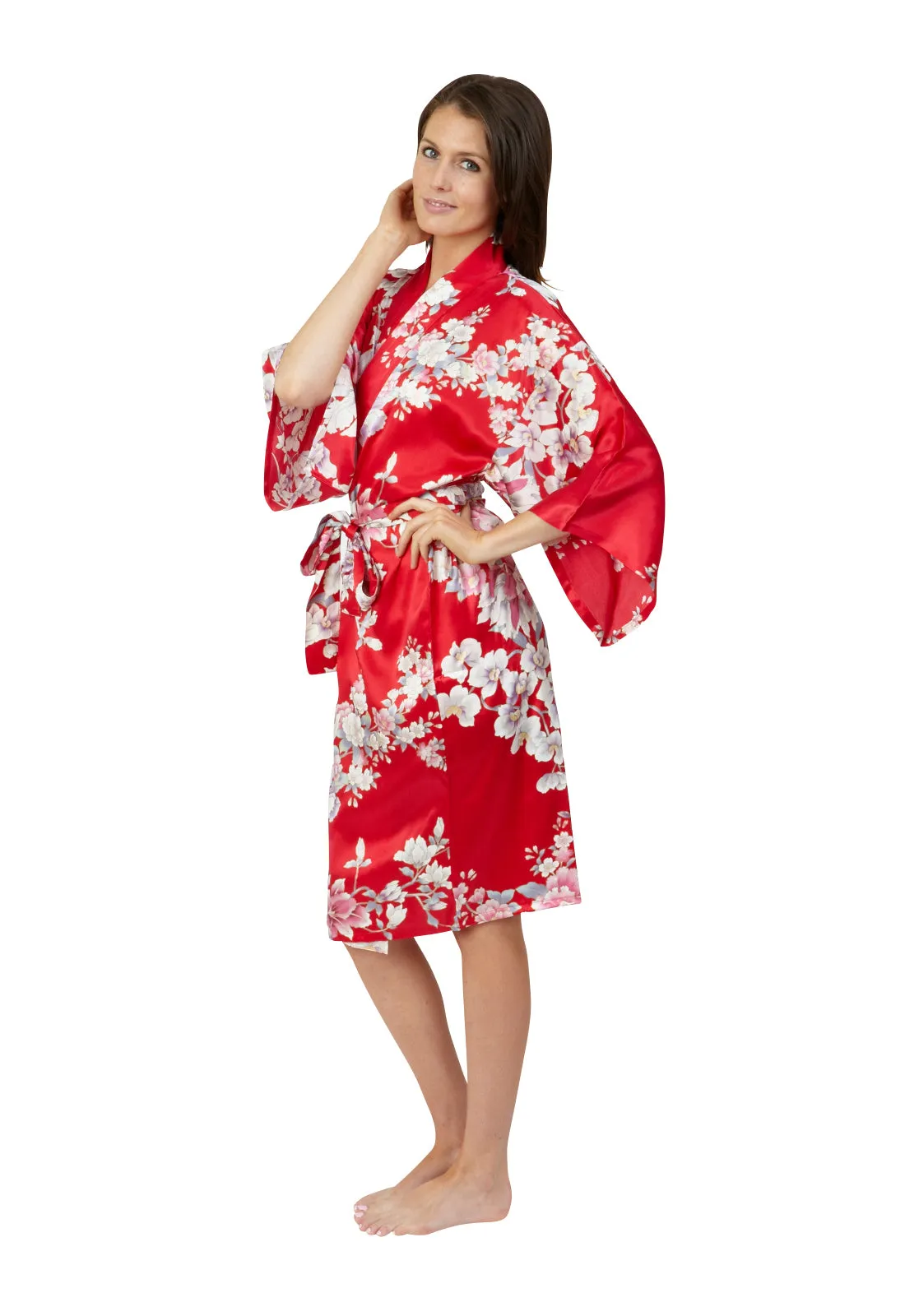 Elegant Orchids Short Silk Happi Coat Kimono