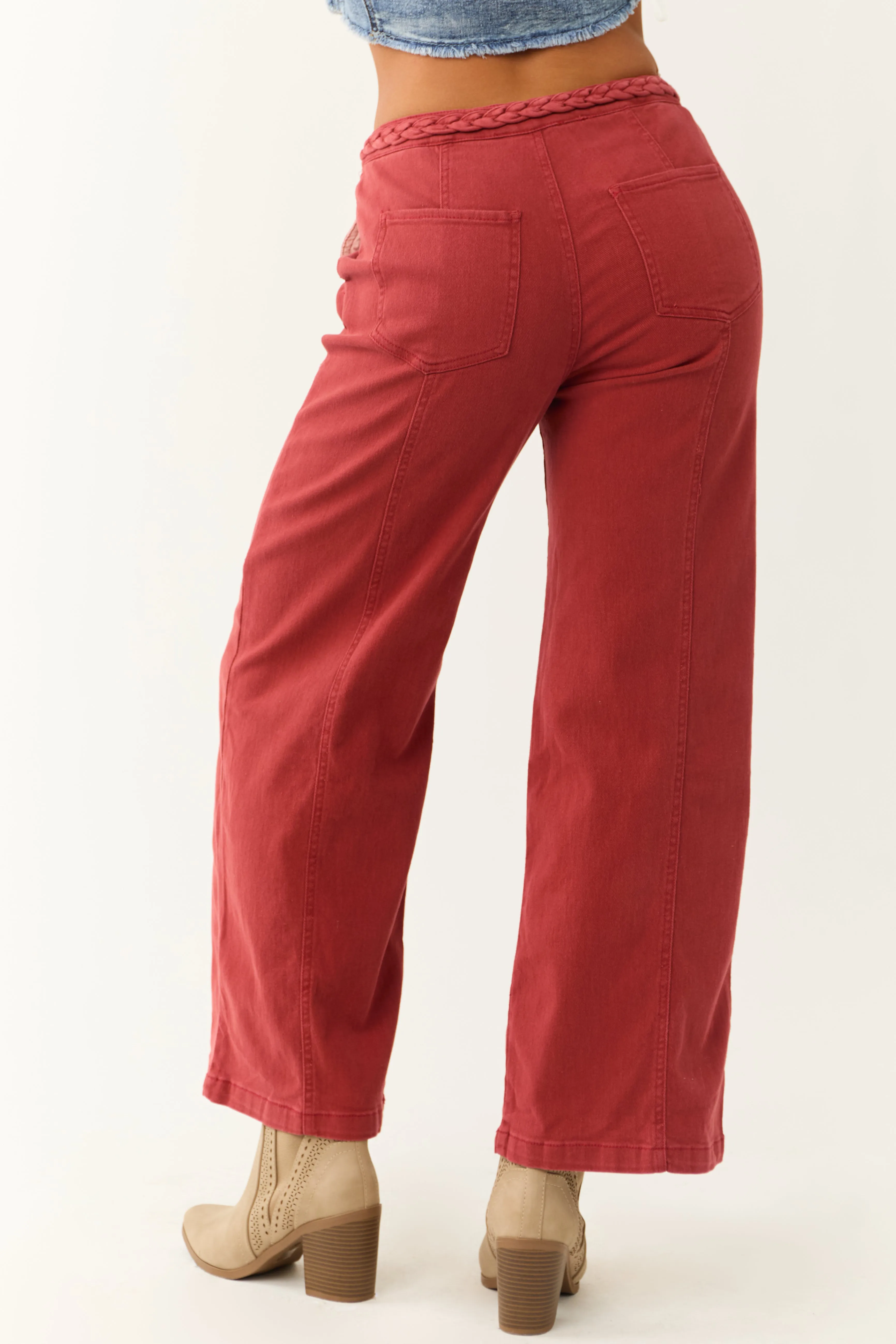 Faded Sangria Wide Leg Cropped Pants