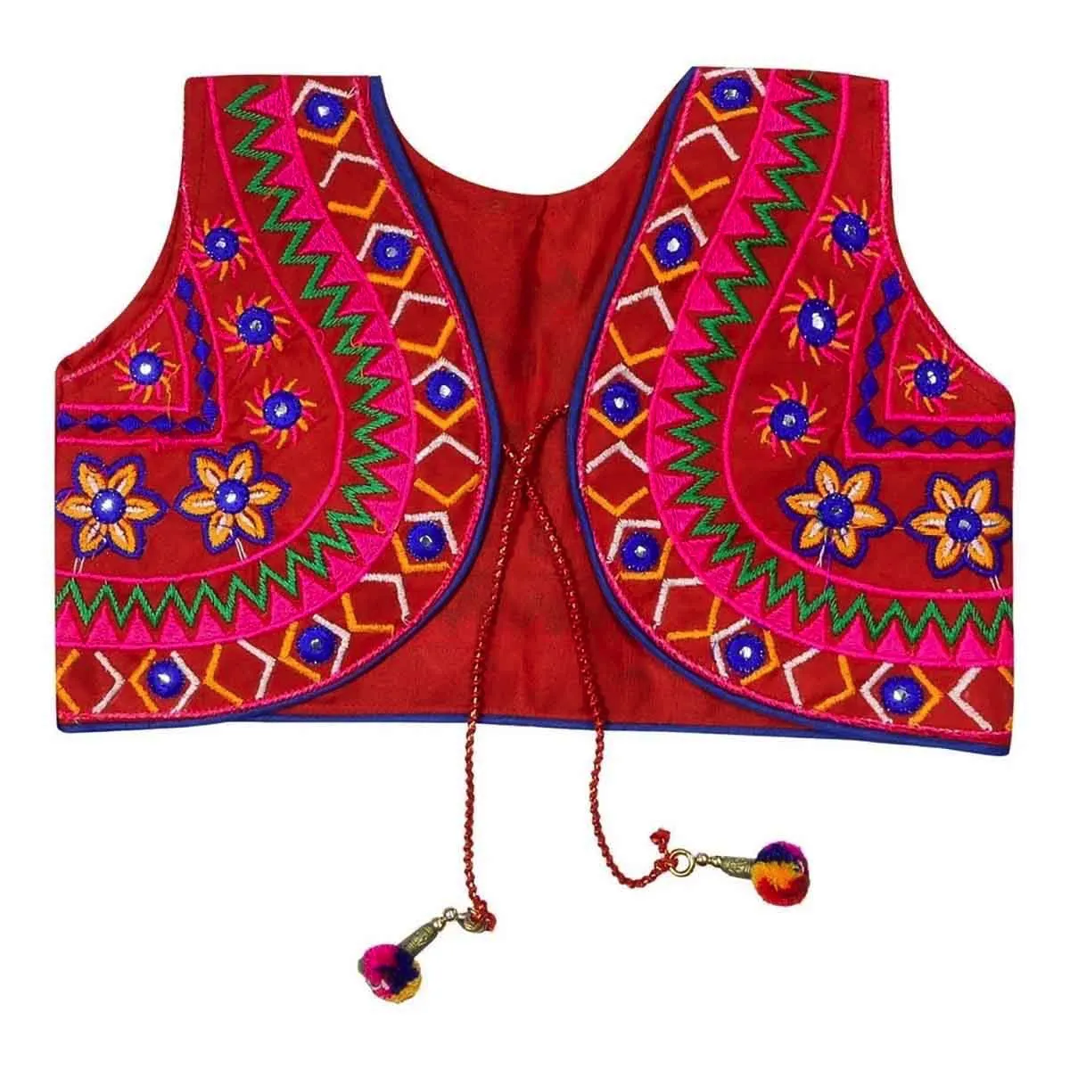 Fancydresswale Gujrati Girl Jacket Cotton Blend Kutch Work Embroidered Short Jacket Dandiya -Random Colors and design