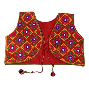 Fancydresswale Gujrati Girl Jacket Cotton Blend Kutch Work Embroidered Short Jacket Dandiya -Random Colors and design